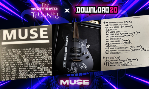 MUSE Signed Guitar and Set List from Download 2015