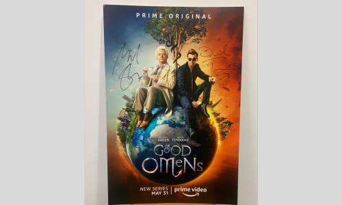 Michael Sheen and David Tennant signed Good Omens poster